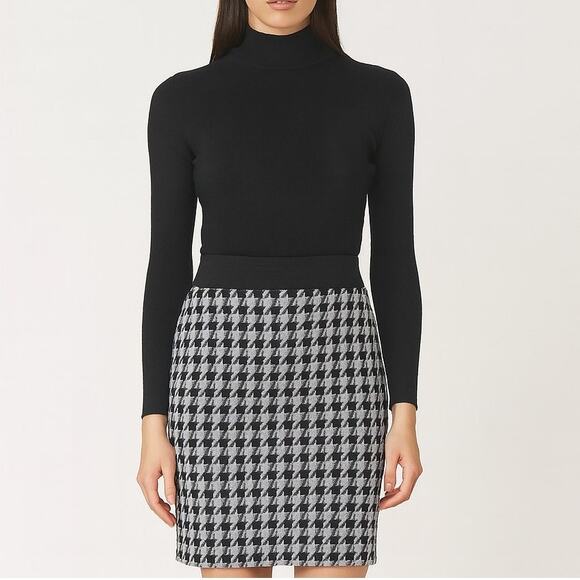 Evan Picone Black Label A-Line Black & White Houndstooth Pencil Skirt Size 4 - Picture 1 of 6